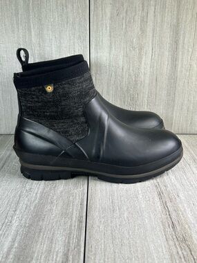 Bogs Crandall Low Black Ankle Rain Weather Booties Waterproof Boot Womens Size 9